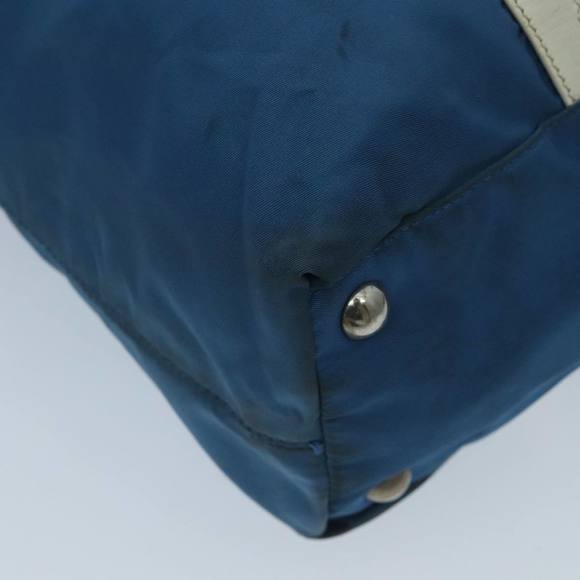 PRADA Hand Bag Nylon Leather 2way Blue White Silver Auth fm3972 - Picture 14 of 16